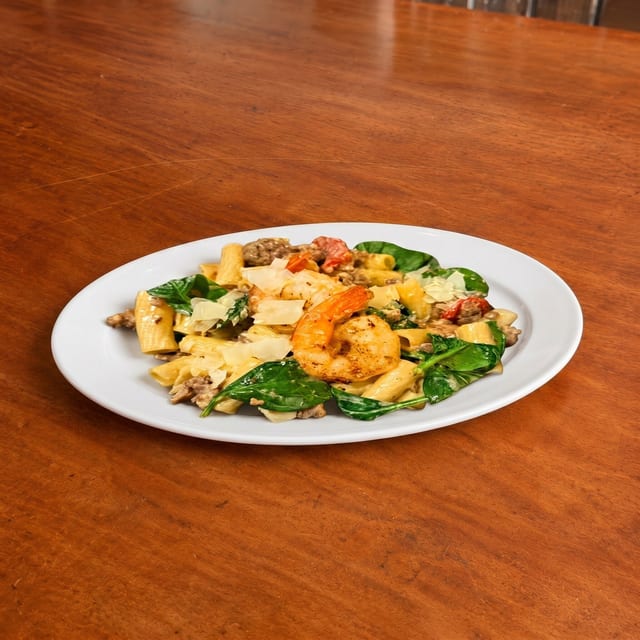Tuscan Shrimp & Sausage Rigatoni.